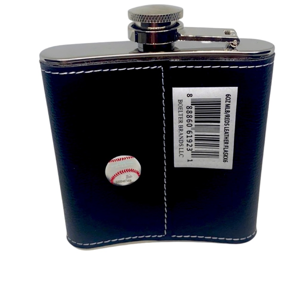 MLB Cincinnati Reds Leather Wrapped Flask - Picture 2 of 4